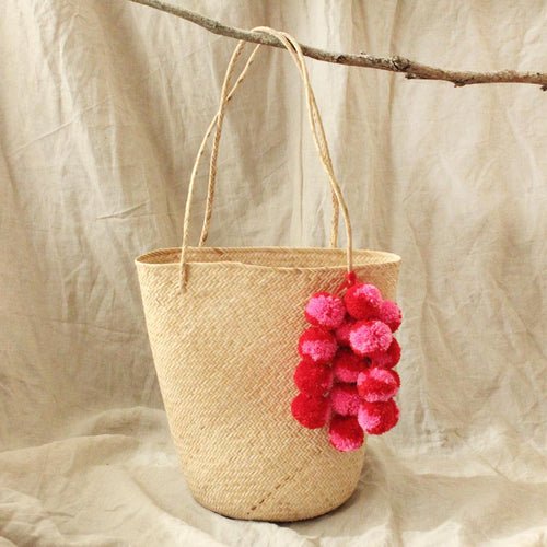Borneo Love Rush - Handwoven Straw Tote Bag with - Starseed Holistic Healing LLC