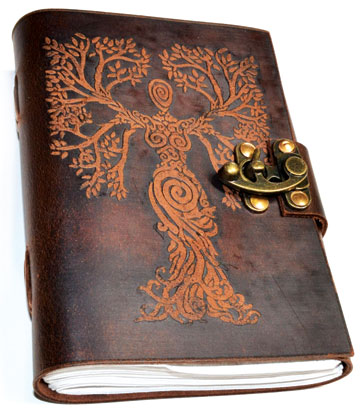 Tree Woman leather blank book w/ latch - Starseed Holistic Healing LLC