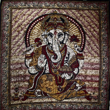 Load image into Gallery viewer, Ganesha Holding Lotus Flower In Batik Style Tie Dye Tapestry - Starseed Holistic Healing LLC
