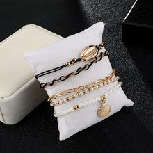 Load image into Gallery viewer, Multi Layered Gold Shell Pendant Chains Ankle Bracelet - Starseed Holistic Healing LLC
