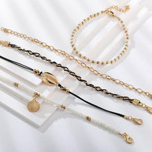 Load image into Gallery viewer, Multi Layered Gold Shell Pendant Chains Ankle Bracelet - Starseed Holistic Healing LLC
