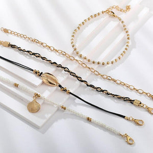Multi Layered Gold Shell Pendant Chains Ankle Bracelet - Starseed Holistic Healing LLC