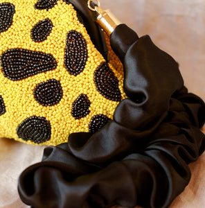 ARNOLDI VENOM Hand-beaded Clutch, in Black & Yellow - Starseed Holistic Healing LLC