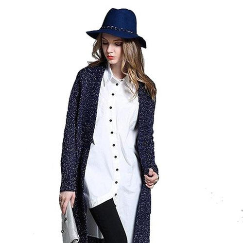Womens Navy Long Cardigan - Starseed Holistic Healing LLC