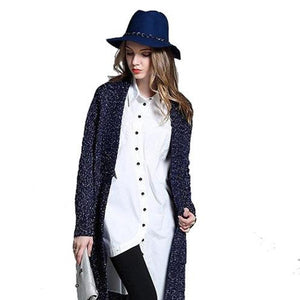 Womens Navy Long Cardigan - Starseed Holistic Healing LLC