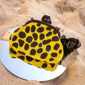 ARNOLDI VENOM Hand-beaded Clutch, in Black & Yellow - Starseed Holistic Healing LLC