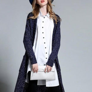 Womens Navy Long Cardigan - Starseed Holistic Healing LLC