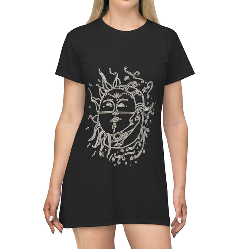 Sun and Moon T-Shirt Dress - Starseed Holistic Healing LLC