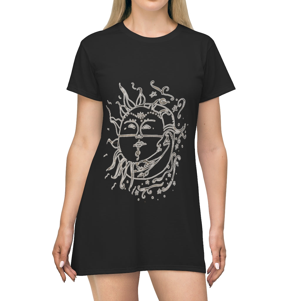 Sun and Moon T-Shirt Dress - Starseed Holistic Healing LLC