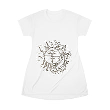 Load image into Gallery viewer, Sun and moon T-Shirt Dress white - Starseed Holistic Healing LLC
